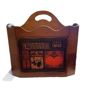 Vtg Mid-Century Wooden Magazine Holder